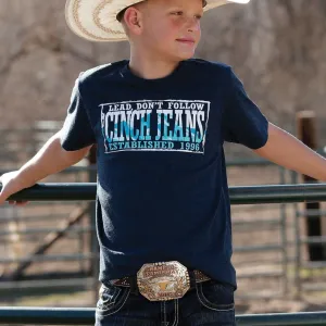 Cinch Boy's Heather Navy Logo T-Shirt