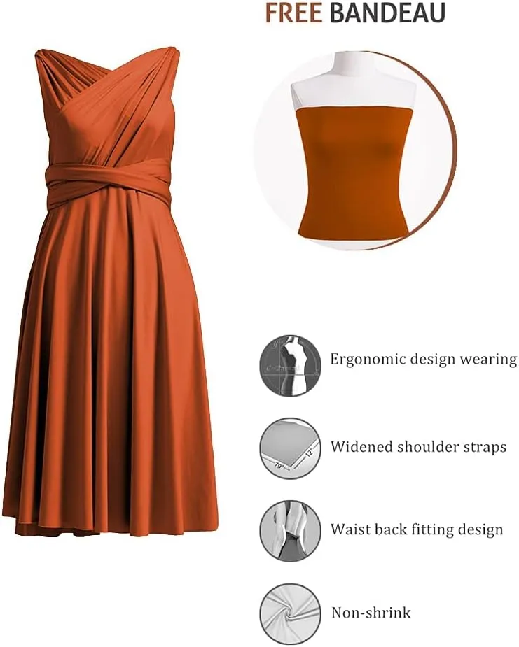 Convertible Dress Short Infinity Dress Transformer Multiway Wrap Dress for Bridesmaid