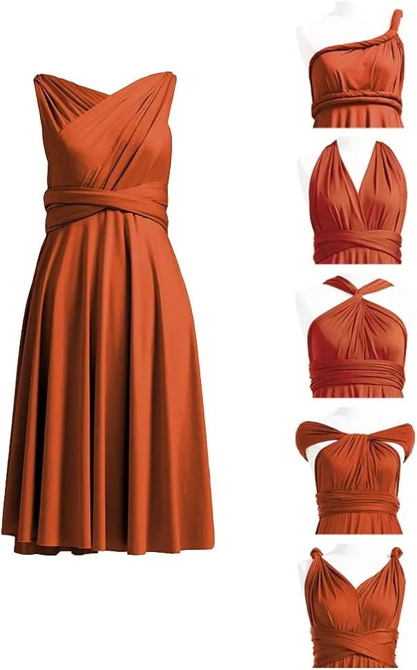 Convertible Dress Short Infinity Dress Transformer Multiway Wrap Dress for Bridesmaid