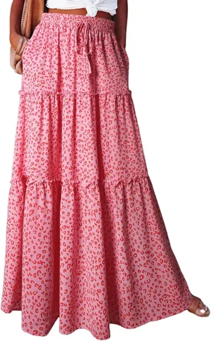 Maxi Boho Skirts for Women Flowy Floral High Waisted Tiered Long Skirts Ladies Casual Bohemian Summer Clothes 2025