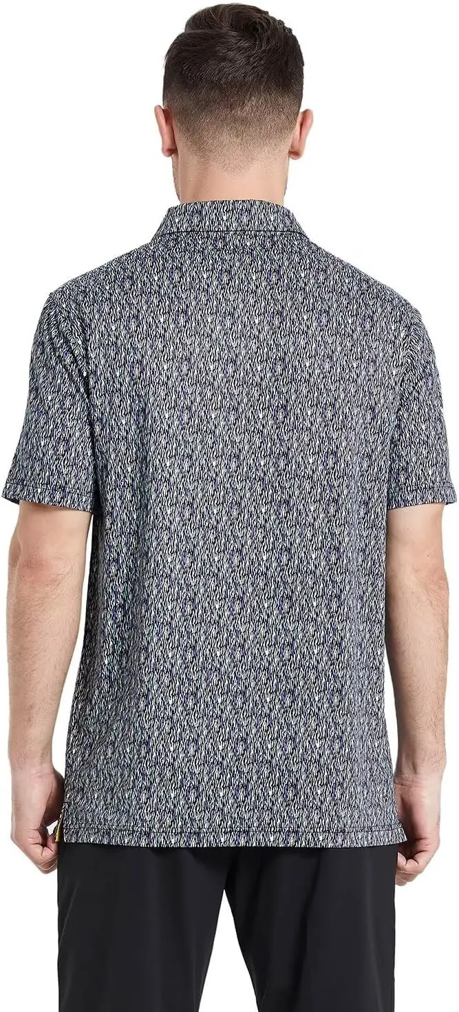 Mens Golf Shirts Short Sleeve Moisture Wicking Dry Fit Print Performance Athletic Casual Golf Polo Shirts for Men