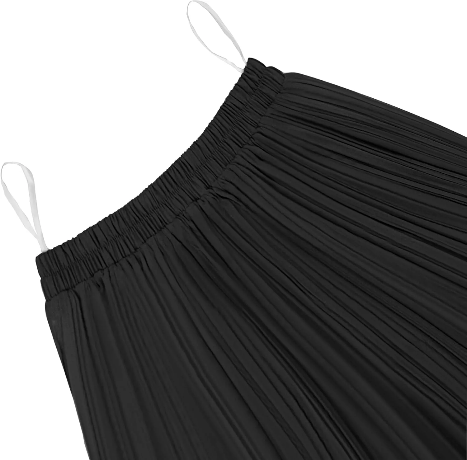 OBBUE Women's Chiffon Pleated Skirts Elastic High Waist A-line Midi Skirts for Casual Party Holiday