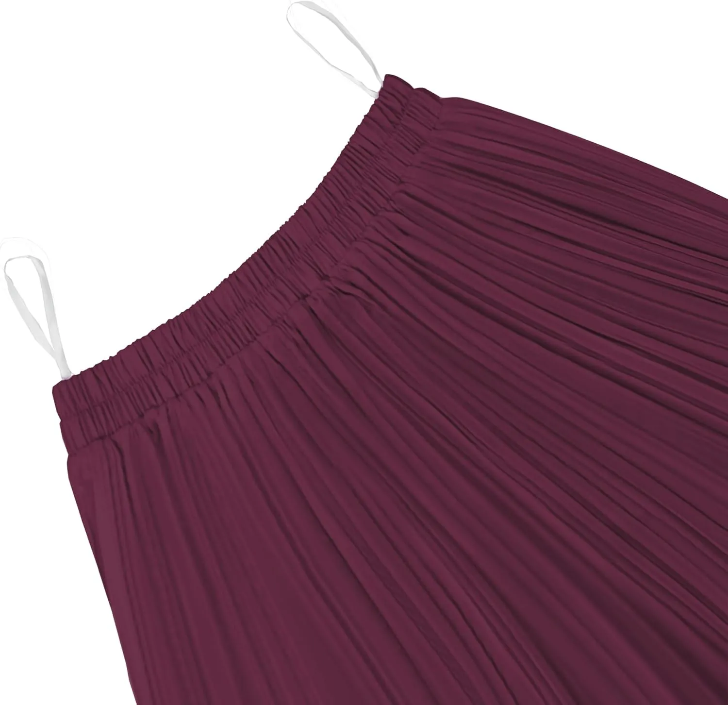 OBBUE Women's Chiffon Pleated Skirts Elastic High Waist A-line Midi Skirts for Casual Party Holiday