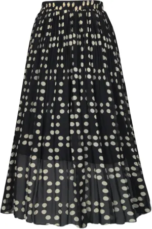 OBBUE Women's Chiffon Pleated Skirts Elastic High Waist A-line Midi Skirts for Casual Party Holiday