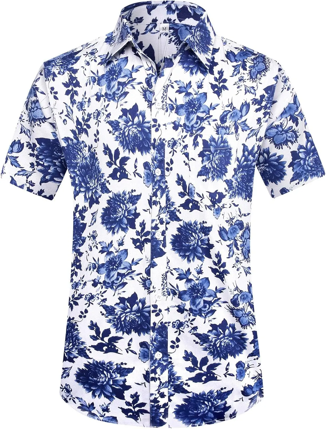 PEGENO Men's Flower Casual Button Down Short Sleeve Hawaiian Shirt