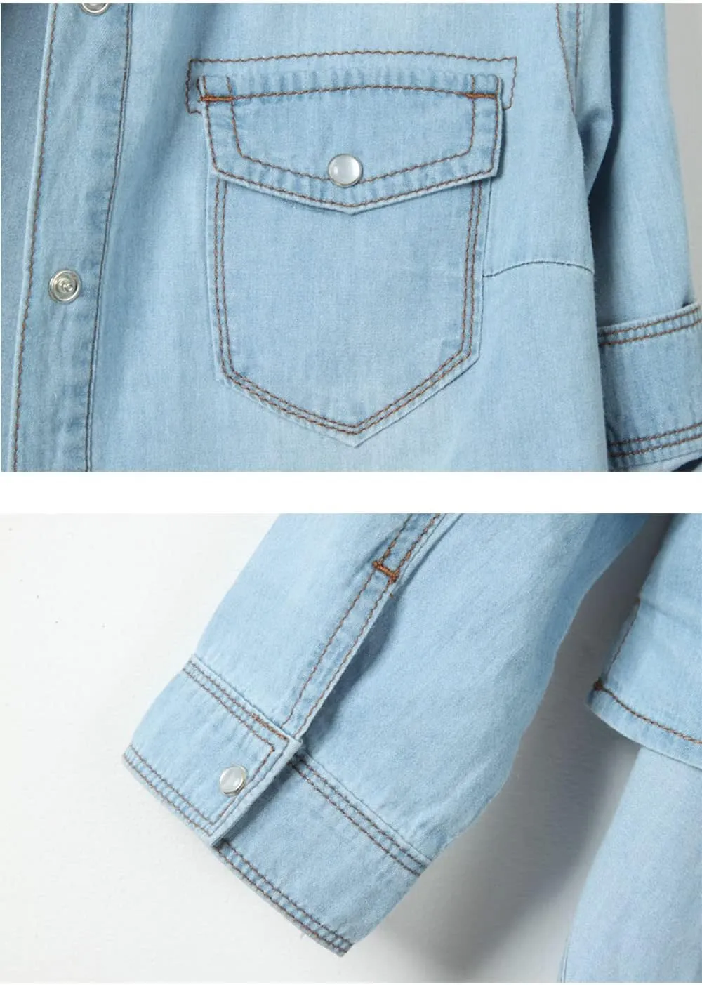 Women's 3/4 Sleeve Crop Top Tie Front Denim Shirt Cardigan