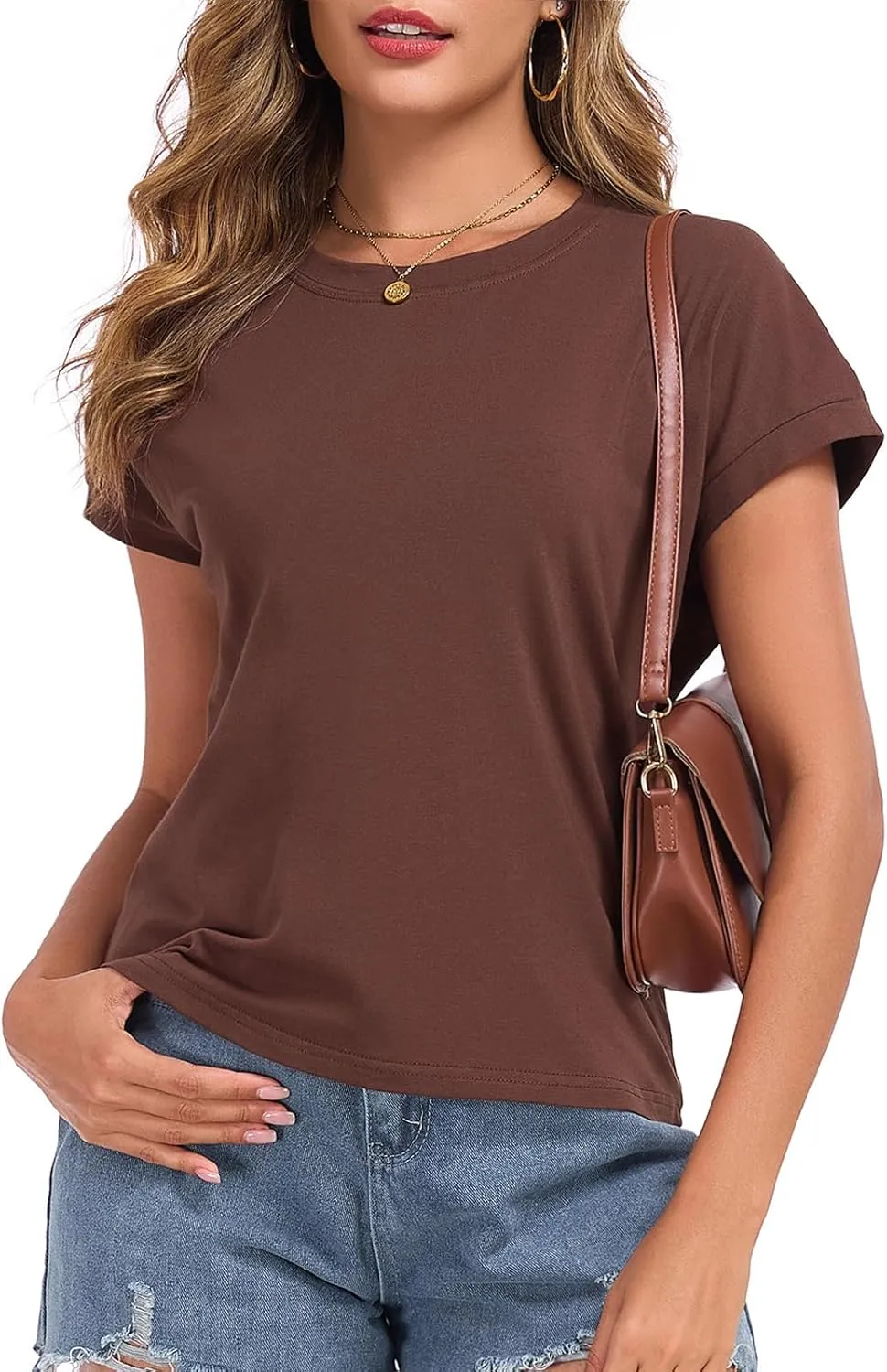 Womens Cap Sleeve Tops Crop T Shirts Summer Casual Loose Fit Short Sleeves Cotton Crewneck Boxy Tee Fashion