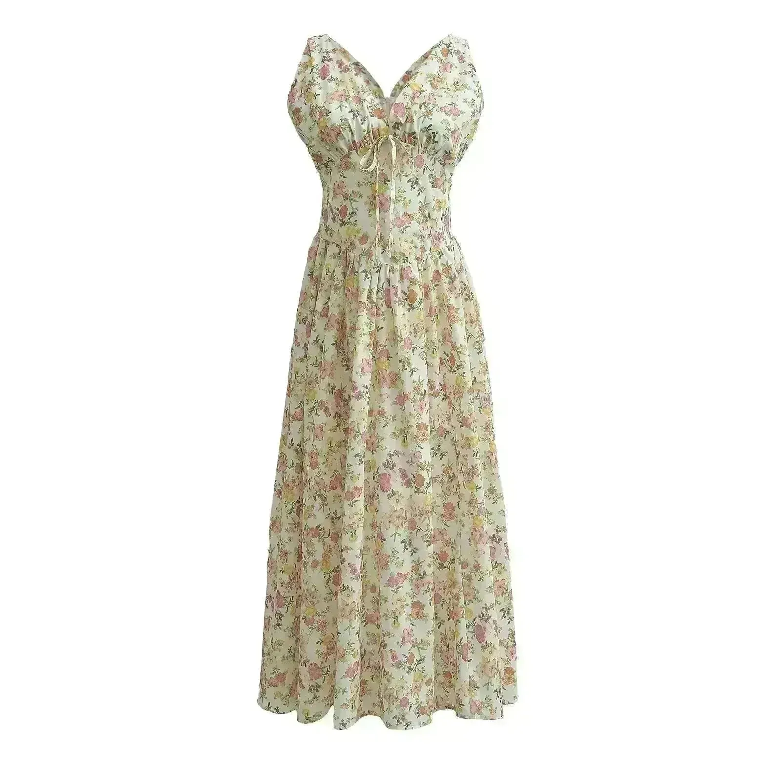 Women's Summer French Seaside Vacation Waist-tight Temperament Midi Skater Dress