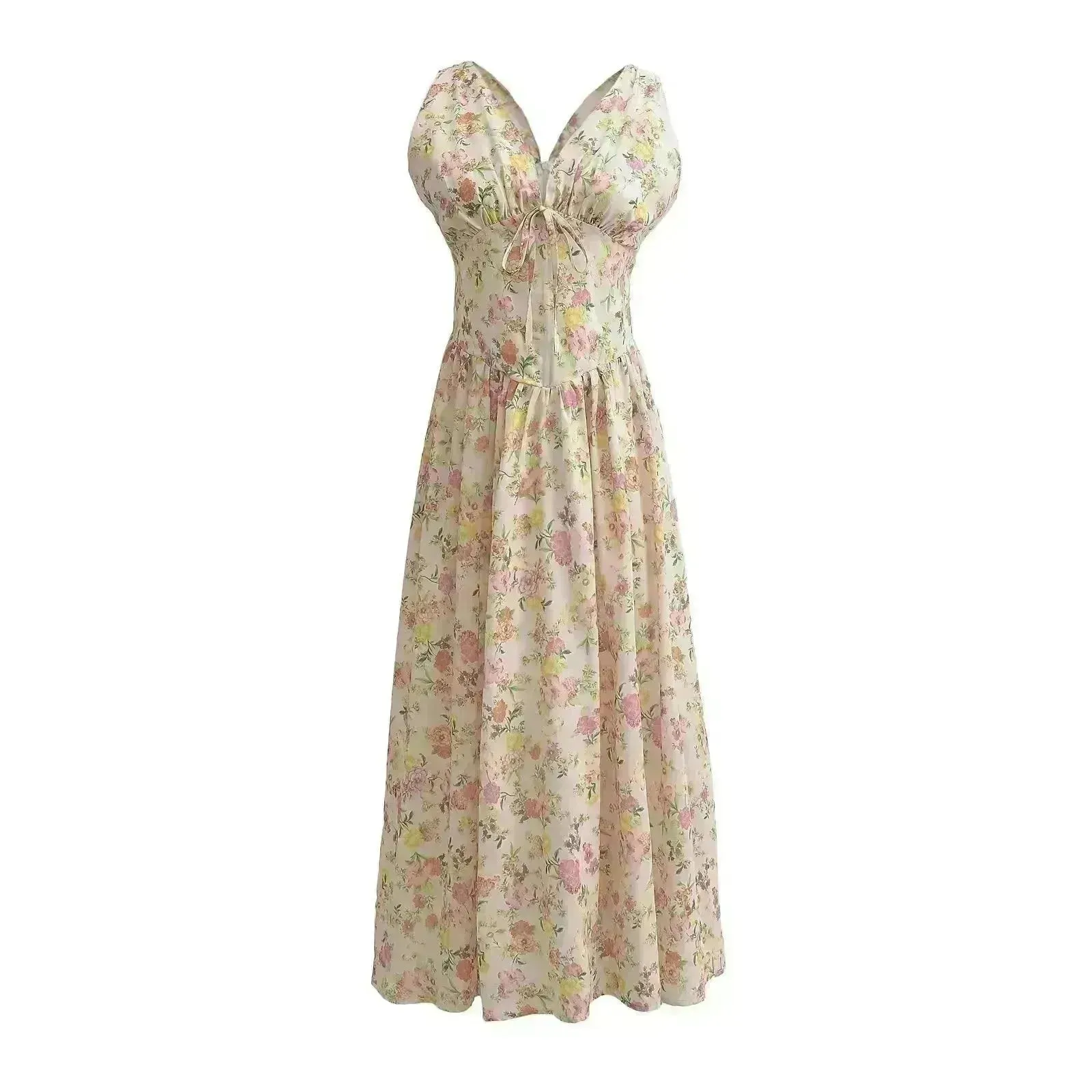 Women's Summer French Seaside Vacation Waist-tight Temperament Midi Skater Dress