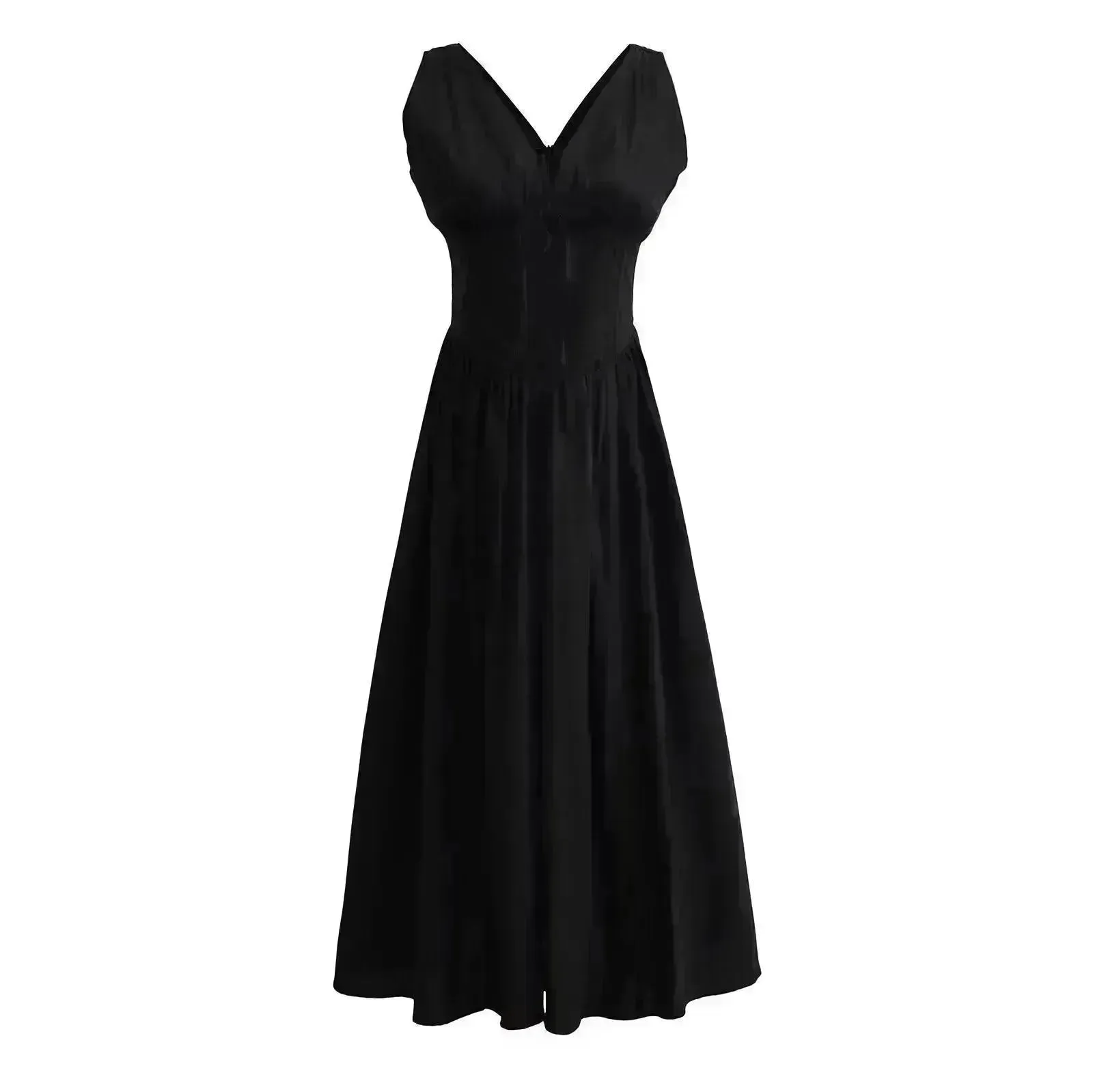 Women's Summer French Seaside Vacation Waist-tight Temperament Midi Skater Dress