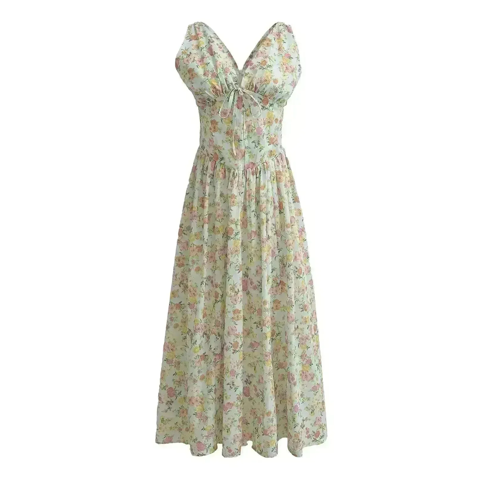 Women's Summer French Seaside Vacation Waist-tight Temperament Midi Skater Dress