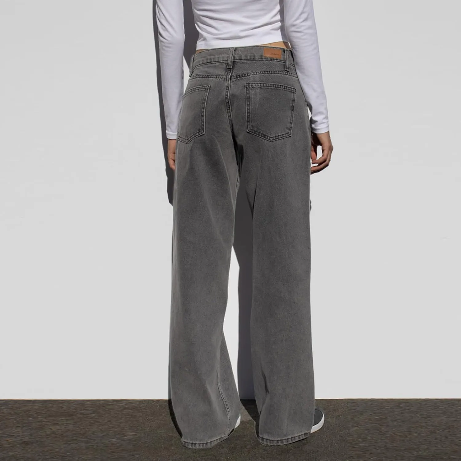 Y2k Low Rise Baggy Jeans Women Loose Fit Boyfriend Straight Wide Leg Jeans Trendy Stretch E-Girl Denim Pants