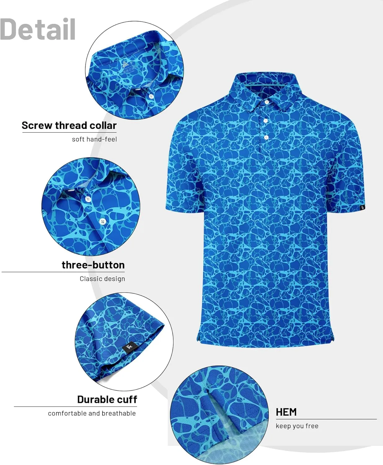 ZITY Mens Print Polo Shirts Short Sleeve Moisture Wicking Shirts for Men Golf Tennis Daily Casual Collared T-Shirt